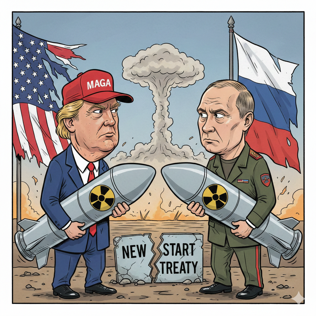 미국과 러시아의 뉴스타트 협정 종료. 생성형 AI로 만든 이미지